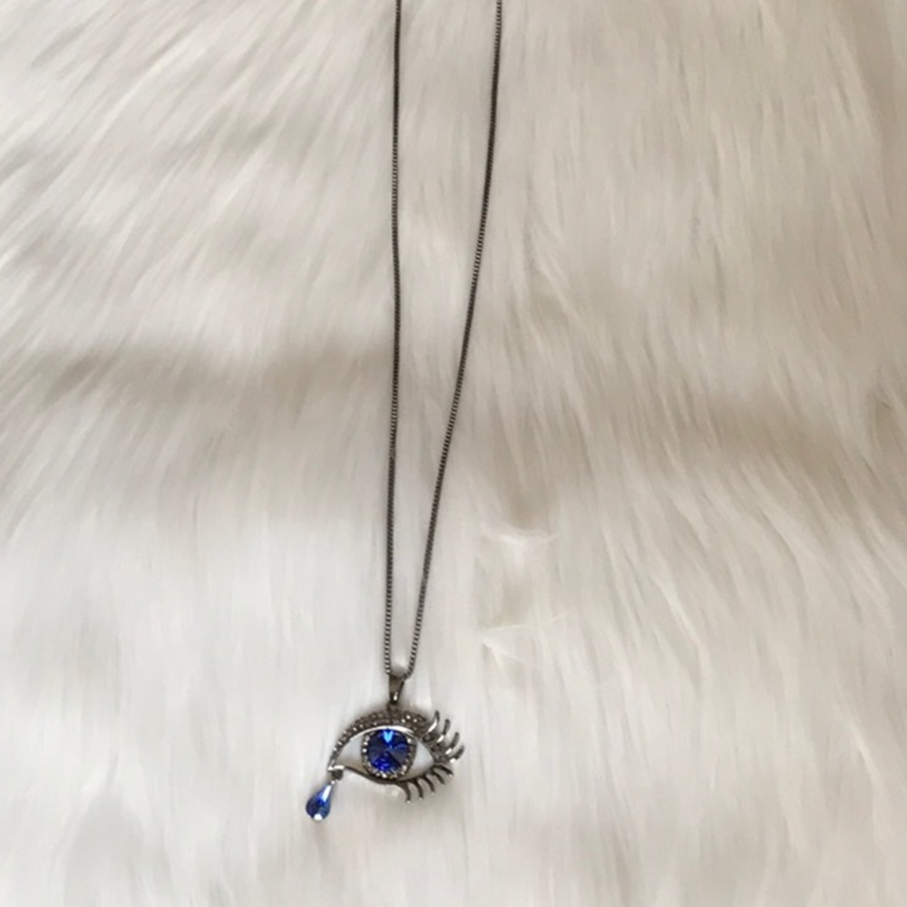 Evil eye teardrop necklace